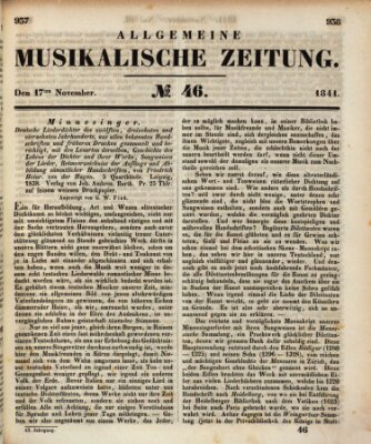 Allgemeine musikalische Zeitung Mittwoch 17. November 1841