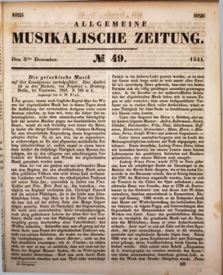 Allgemeine musikalische Zeitung Mittwoch 8. Dezember 1841