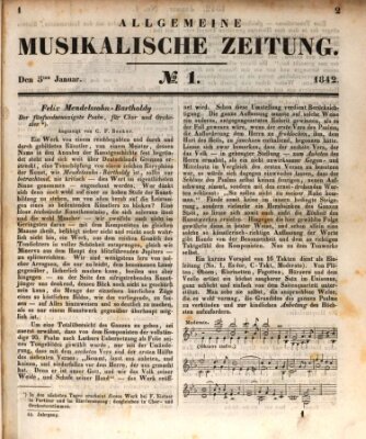 Allgemeine musikalische Zeitung Mittwoch 5. Januar 1842