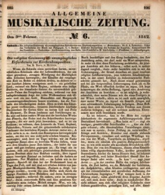 Allgemeine musikalische Zeitung Mittwoch 9. Februar 1842