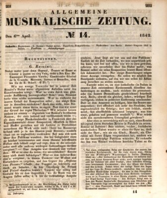 Allgemeine musikalische Zeitung Mittwoch 6. April 1842