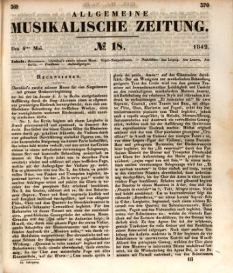 Allgemeine musikalische Zeitung Mittwoch 4. Mai 1842