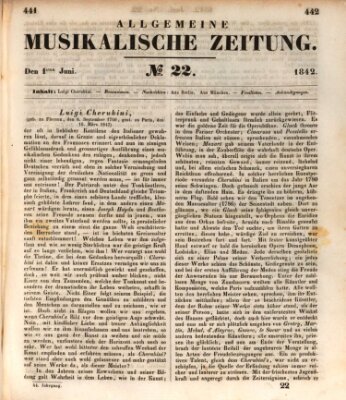 Allgemeine musikalische Zeitung Mittwoch 1. Juni 1842