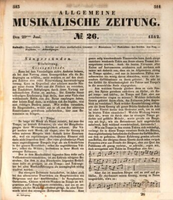 Allgemeine musikalische Zeitung Mittwoch 29. Juni 1842