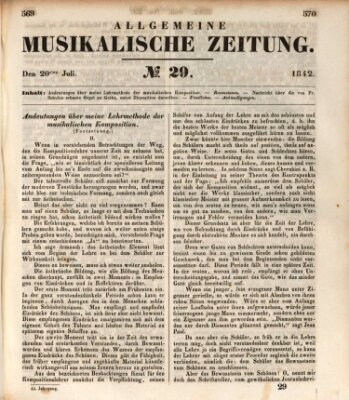 Allgemeine musikalische Zeitung Mittwoch 20. Juli 1842