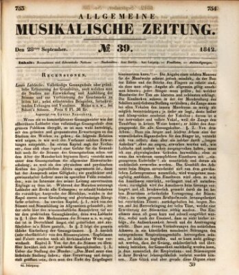 Allgemeine musikalische Zeitung Mittwoch 28. September 1842