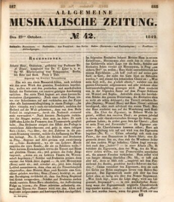 Allgemeine musikalische Zeitung Mittwoch 19. Oktober 1842