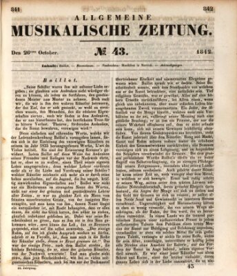 Allgemeine musikalische Zeitung Mittwoch 26. Oktober 1842