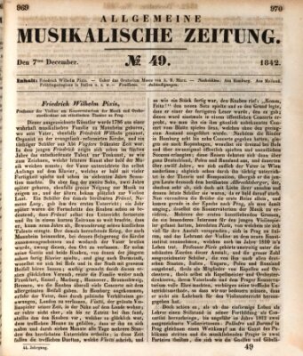 Allgemeine musikalische Zeitung Mittwoch 7. Dezember 1842