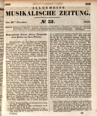 Allgemeine musikalische Zeitung Mittwoch 28. Dezember 1842