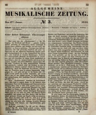 Allgemeine musikalische Zeitung Mittwoch 17. Januar 1844