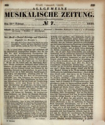 Allgemeine musikalische Zeitung Mittwoch 14. Februar 1844