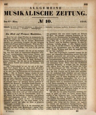 Allgemeine musikalische Zeitung Mittwoch 6. März 1844