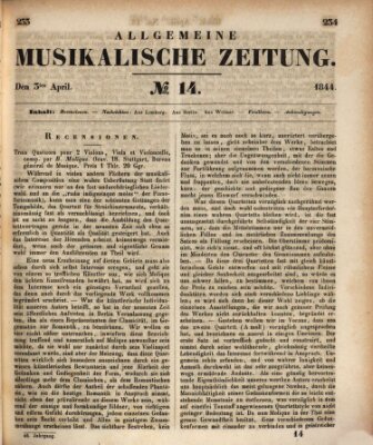 Allgemeine musikalische Zeitung Mittwoch 3. April 1844