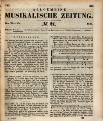 Allgemeine musikalische Zeitung Mittwoch 22. Mai 1844