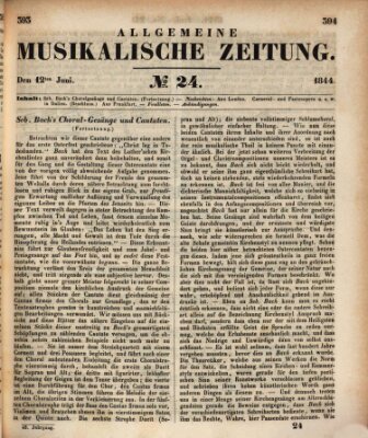 Allgemeine musikalische Zeitung Mittwoch 12. Juni 1844