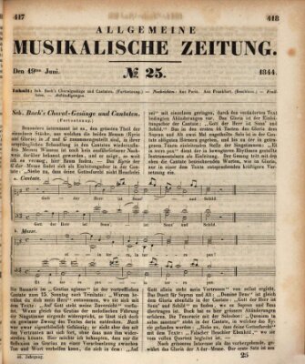 Allgemeine musikalische Zeitung Mittwoch 19. Juni 1844