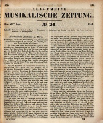 Allgemeine musikalische Zeitung Mittwoch 26. Juni 1844