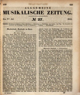 Allgemeine musikalische Zeitung Mittwoch 3. Juli 1844