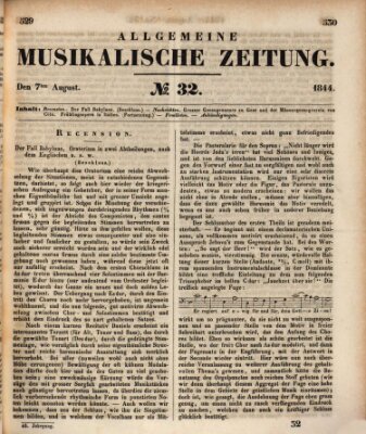 Allgemeine musikalische Zeitung Mittwoch 7. August 1844