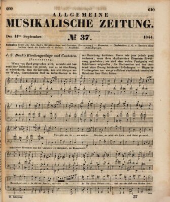 Allgemeine musikalische Zeitung Mittwoch 11. September 1844