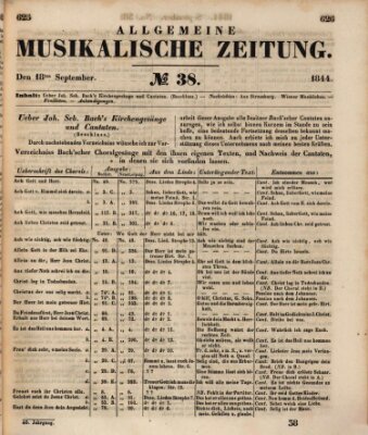 Allgemeine musikalische Zeitung Mittwoch 18. September 1844