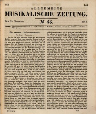 Allgemeine musikalische Zeitung Mittwoch 6. November 1844