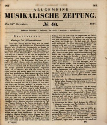 Allgemeine musikalische Zeitung Mittwoch 13. November 1844