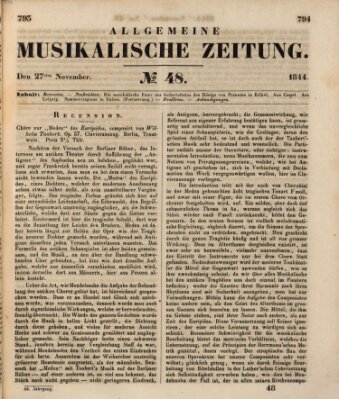 Allgemeine musikalische Zeitung Mittwoch 27. November 1844