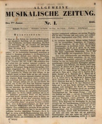 Allgemeine musikalische Zeitung Mittwoch 7. Januar 1846