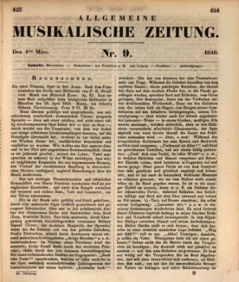 Allgemeine musikalische Zeitung Mittwoch 4. März 1846