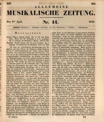 Allgemeine musikalische Zeitung Mittwoch 8. April 1846