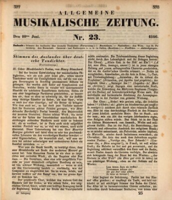 Allgemeine musikalische Zeitung Mittwoch 10. Juni 1846