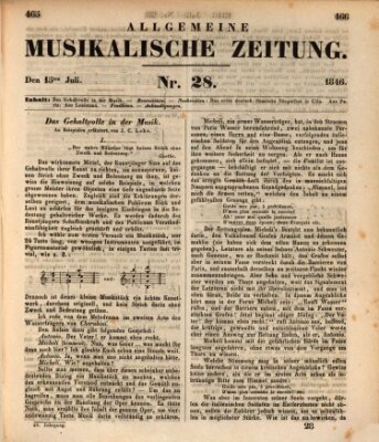 Allgemeine musikalische Zeitung Mittwoch 15. Juli 1846