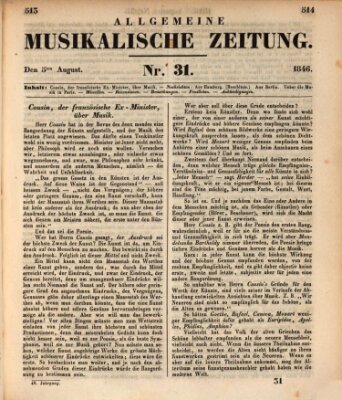 Allgemeine musikalische Zeitung Mittwoch 5. August 1846