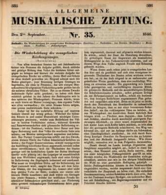 Allgemeine musikalische Zeitung Mittwoch 2. September 1846