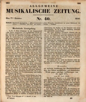 Allgemeine musikalische Zeitung Mittwoch 7. Oktober 1846