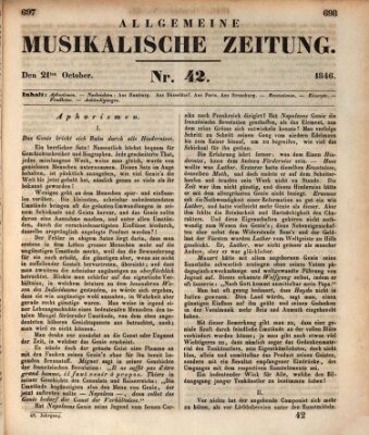 Allgemeine musikalische Zeitung Mittwoch 21. Oktober 1846