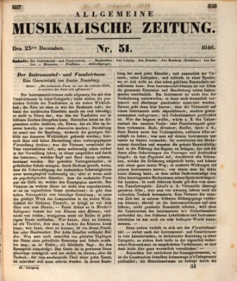 Allgemeine musikalische Zeitung Mittwoch 23. Dezember 1846