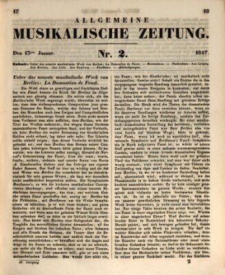 Allgemeine musikalische Zeitung Mittwoch 13. Januar 1847