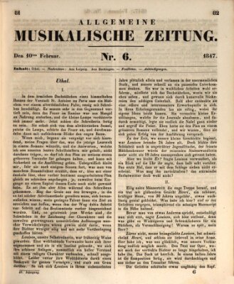 Allgemeine musikalische Zeitung Mittwoch 10. Februar 1847