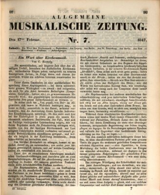 Allgemeine musikalische Zeitung Mittwoch 17. Februar 1847