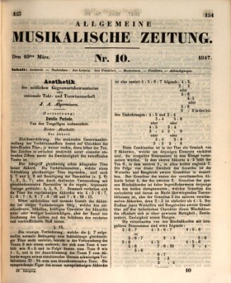 Allgemeine musikalische Zeitung Mittwoch 10. März 1847