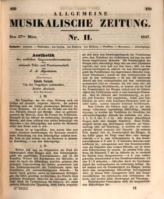 Allgemeine musikalische Zeitung Mittwoch 17. März 1847