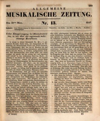 Allgemeine musikalische Zeitung Mittwoch 31. März 1847