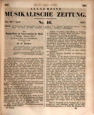 Allgemeine musikalische Zeitung Mittwoch 21. April 1847