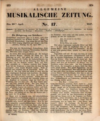 Allgemeine musikalische Zeitung Mittwoch 28. April 1847