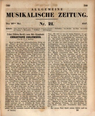 Allgemeine musikalische Zeitung Mittwoch 26. Mai 1847