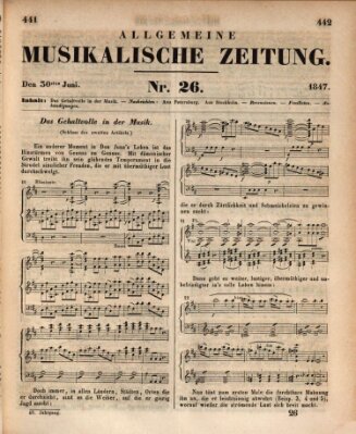 Allgemeine musikalische Zeitung Mittwoch 30. Juni 1847