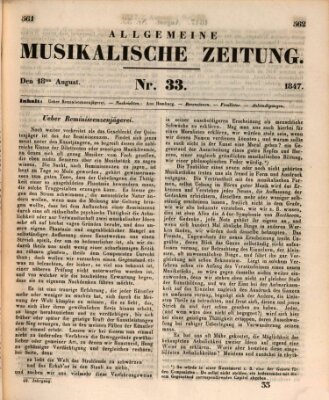 Allgemeine musikalische Zeitung Mittwoch 18. August 1847